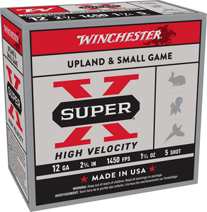 Winchester Super-X 12 Gauge, 2-3/4 in. 1-1/4 oz. #5 High Velocity Lead Shot, Shotgun Ammunition - Box Winchester Super-X 12 Gauge, 2-3/4 in. 1-1/4 oz. #5 High Velocity Lead Shot, Shotgun Ammunition - Box