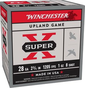 Winchester Super-X 1,205 fps 28 Gauge 2-3/4" 1 oz. #8 High Brass Shot Shotgun Ammunition Winchester Super-X 1,205 fps 28 Gauge 2-3/4" 1 oz. #8 High Brass Shot Shotgun Ammunition