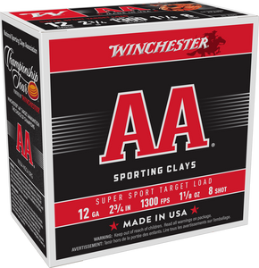Winchester AA 12ga 1300fps 2-3/4" 1-1/8oz #8 Shotgun Ammunition Winchester AA 12ga 1300fps 2-3/4" 1-1/8oz #8 Shotgun Ammunition