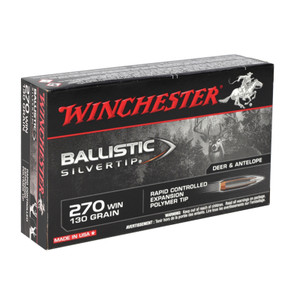 Winchester Ballistic Silvertip 3,050 fps 270 Winchester 130 Grain Rapid Controlled Expansion Polymer Tip Rifle Ammunition
