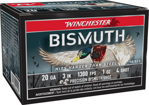 Winchester Bismuth 1,300 fps 20 Gauge 3" 1 oz. #4 Shot Shotgun Ammunition Winchester Bismuth 1,300 fps 20 Gauge 3" 1 oz. #4 Shot Shotgun Ammunition