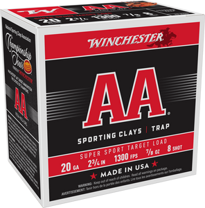 Winchester AA 20ga 2-3/4" 7/8oz #8 Target Shotgun Ammunition