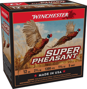 Winchester Super Pheasant 1,300 fps 12 Gauge 2-3/4" 1-3/8 oz. #5 Lead Shot Shotgun Ammunition Winchester Super Pheasant 1,300 fps 12 Gauge 2-3/4" 1-3/8 oz. #5 Lead Shot Shotgun Ammunition