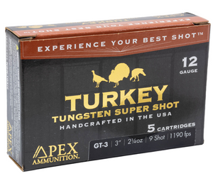 Apex Turkey TSS 12ga 3" 2-1/4oz #9 Shot Turkey Hunting Shotgun Ammunition Apex Turkey TSS 12ga 3" 2-1/4oz #9 Shot Turkey Hunting Shotgun Ammunition
