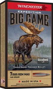 Winchester Expedition Big Game Long Range 7mm Remington Magnum 168 Grain AccuBond Polymer-Tip Rifle Ammunition - Box Winchester Expedition Big Game Long Range 7mm Remington Magnum 168 Grain AccuBond Polymer-Tip Rifle Ammunition - Box