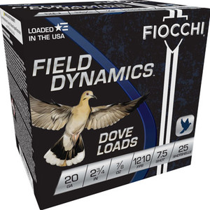 Fiocchi 20ga 2-3/4" 7/8oz #7.5 Lead Shot Dove and Quail Load Shotgun Ammunition Fiocchi 20ga 2-3/4" 7/8oz #7.5 Lead Shot Dove and Quail Load Shotgun Ammunition