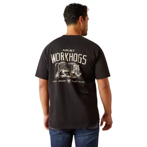Men's Rebar Cotton Strong Workhog Short Sleeve Black Graphic Tee Shirt by Ariat