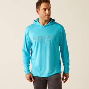 Rebar Sunblocker Craft Hood Long Sleeve by Ariat (Blue Atoll) Rebar Sunblocker Craft Hood Long Sleeve by Ariat (Blue Atoll)