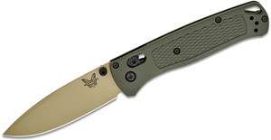 Bugout AXS 3.24" Blade Folding Knife with a Dark Olive Grivory Handle by Benchmade
