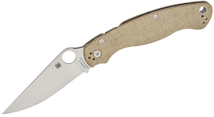Brown Canvas Military 2 Micarta 4" Blade Folding Knife by Spyderco