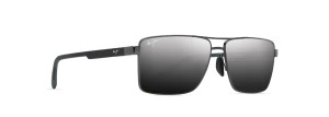 Piha Sunglasses with Shiny Gunmetal Black Frames and Dual Mirror Silver to Black Lens by Maui Jim