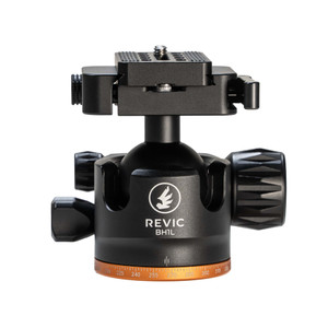 Revic BH1L Ball Head with Lever Clamp, lightweight 1.05 lbs, 360° panning, and ARCA-compatible design on a tripod for long-range hunting and shooting Revic BH1L Ball Head with Lever Clamp, lightweight 1.05 lbs, 360° panning, and ARCA-compatible design on a tripod for long-range hunting and shooting
