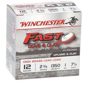 Winchester Fast Dove 1,350 fps 12 Gauge 2-3/4" 1 oz. #7-1/2 Lead Shot Shotgun Ammunition Winchester Fast Dove 1,350 fps 12 Gauge 2-3/4" 1 oz. #7-1/2 Lead Shot Shotgun Ammunition