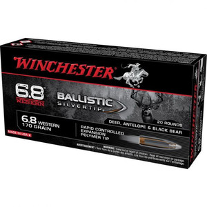Winchester 6.8 Western 170gr Ballistic Silvertip Rapid Controlled Expansion Rifle Ammunition Winchester 6.8 Western 170gr Ballistic Silvertip Rapid Controlled Expansion Rifle Ammunition