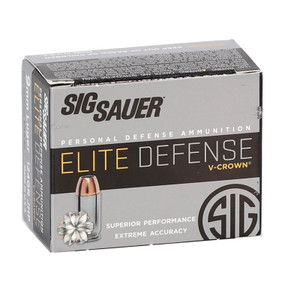 Sig Sauer Elite Performance V Crown 1,165 fps 9mm Luger 124 Grain Jacketed Hollow Point Handgun Ammunition