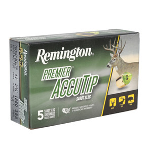 Remington Premier Accu-Tip 1,850 fps 12 Gauge 2-3/4" 385 Grain Sabot Slug Shotgun Ammunition Remington Premier Accu-Tip 1,850 fps 12 Gauge 2-3/4" 385 Grain Sabot Slug Shotgun Ammunition