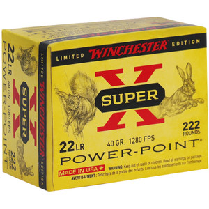 Winchester Super X 1,280 fps 22 Long Rifle 40 Grain Power Point Plated Hollow Point Rifle Ammunition