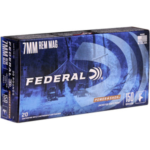 Federal Power Shok 3,110 fps 7mm Remington Magnum 150 Grain Soft Point Rifle Ammunition