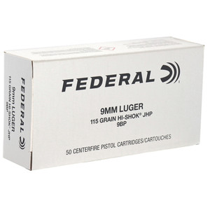 Federal Classic 9mm Luger, 115 Grain Hi-Shok Jacketed Hollow Point, Handgun Ammunition - Box Federal Classic 9mm Luger, 115 Grain Hi-Shok Jacketed Hollow Point, Handgun Ammunition - Box