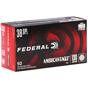 Federal American Eagle 890 fps 38 Special 130 Grain Full Metal Jacket Handgun Ammunition