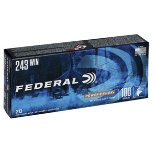Federal Power Shok 2,960 fps 243 Winchester 100 Grain Jacketed Soft Point Rifle Ammunition