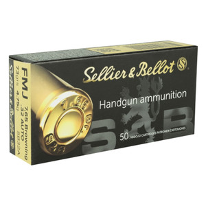 Sellier & Bellot 1,043 fps 32 ACP 73 Grain Full Metal Jacket Handgun Ammunition
