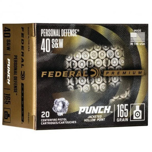 Federal Premium Personal Defense 40 S&W 165gr Punch JHP Handgun Ammunition Federal Premium Personal Defense 40 S&W 165gr Punch JHP Handgun Ammunition