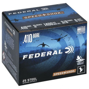 Federal Speed Shok 410ga 1400fps 3 Inch 3/8oz #6 Waterfowl Shotgun Ammunition Federal Speed Shok 410ga 1400fps 3 Inch 3/8oz #6 Waterfowl Shotgun Ammunition
