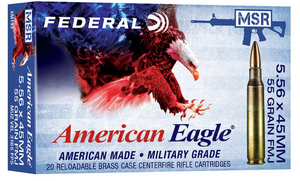 Federal American Eagle 5.56 NATO 55gr FMJ Target & Training Rifle Ammunition Federal American Eagle 5.56 NATO 55gr FMJ Target & Training Rifle Ammunition