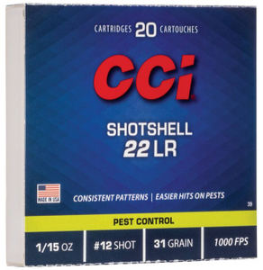 CCI 22LR Shotshell 31gr #12 Shot 20 Round Box Rimfire Ammunition