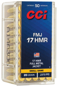 CCI 17 HMR 20gr FMJ Small Game Rimfire Ammunition