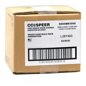 CCI Blazer Brass 1,125 fps 9mm Luger 115 Grain Full Metal Jacket Handgun Ammunition