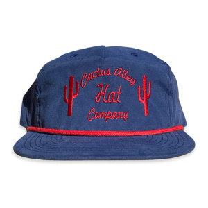 The Cactus Cap in Blue and Red with Rope by Cactus Alley The Cactus Cap in Blue and Red with Rope by Cactus Alley