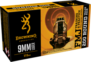 Browning 9mm 115gr FMJ 200rd Handgun Ammunition Browning 9mm 115gr FMJ 200rd Handgun Ammunition