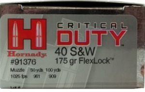 Hornady 40 S&W 175gr FlexLock Critical Defense Handgun Ammunition Hornady 40 S&W 175gr FlexLock Critical Defense Handgun Ammunition