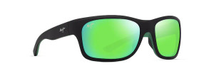 'Ano Nui Matte Black with Green Interior Frame with Maui Green Lens by Maui Jim