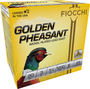 Fiocchi Golden Pheasant 1200fps 20 Gauge 3'' 1-1/4oz #6 lead Shotgun Ammunition