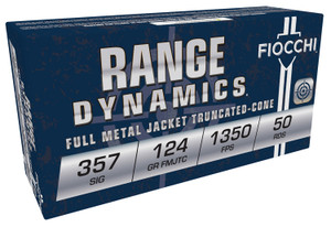 Fiocchi Range Dynamics 1,350 fps 357 Sig 124 Grain Full Metal Jacket Handgun Ammunition