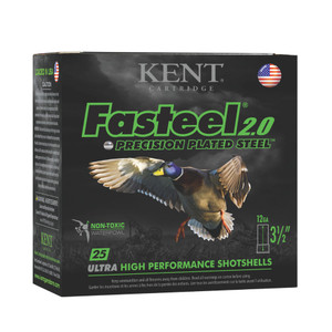 Kent Fasteel 2.0 Precision Plated Steel 12 Gauge 3-1/2 in. 1-3/8 oz. 1,550 fps #BB Shot Shotgun Ammunition - Box Kent Fasteel 2.0 Precision Plated Steel 12 Gauge 3-1/2 in. 1-3/8 oz. 1,550 fps #BB Shot Shotgun Ammunition - Box