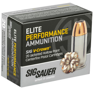 Sig Sauer Elite Performance  10mm Auto 180 Grain V-Crown Jacketed Hollow Point Handgun Ammunition