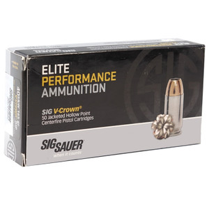 Sig Sauer Elite Defense 1,090 fps 40 Smith & Wesson 165 Grain V Crown Jacketed Hollow Point Handgun Ammunition