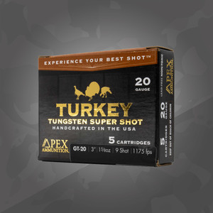Apex 20 Gauge 3 Inch 1-5/8oz #3/#8 Tungsten Super Shot Turkey Shotgun Ammunition Apex 20 Gauge 3 Inch 1-5/8oz #3/#8 Tungsten Super Shot Turkey Shotgun Ammunition
