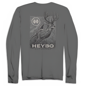 Men's Deer Drive Long Sleeve Graphic Tee Shirt by Heybo