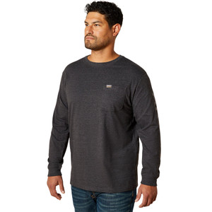 Men's Cotton Strong Standard Long Sleeve Charcoal Black Graphic Tee Shirt by Ariat