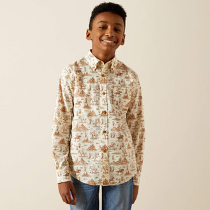 Ariat Boys Saint Long Sleeve Shirt in Off White Ariat Boys Saint Long Sleeve Shirt in Off White