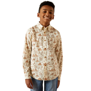 Youth Saint Long Sleeve Off White Button Down Shirt by Ariat