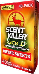 40 Pack Scent Killer Gold Autumn Formula Dryer Sheets by Wildlife Research Center