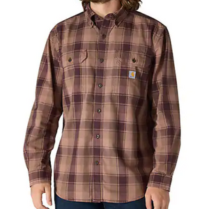 Men's Loose Fit Midweight Chambray Long-Sleeve Plaid Shirt by Carhartt Men's Loose Fit Midweight Chambray Long-Sleeve Plaid Shirt by Carhartt