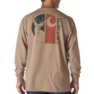Men's Loose Fit Heavyweight Long Sleeve  Deer Graphic Pocket Tee by Carhartt