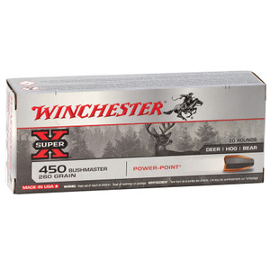 Winchester Super X 2,110 fps 450 Bushmaster 260 Grain Power Point Jacketed Soft Point Rifle Ammunition